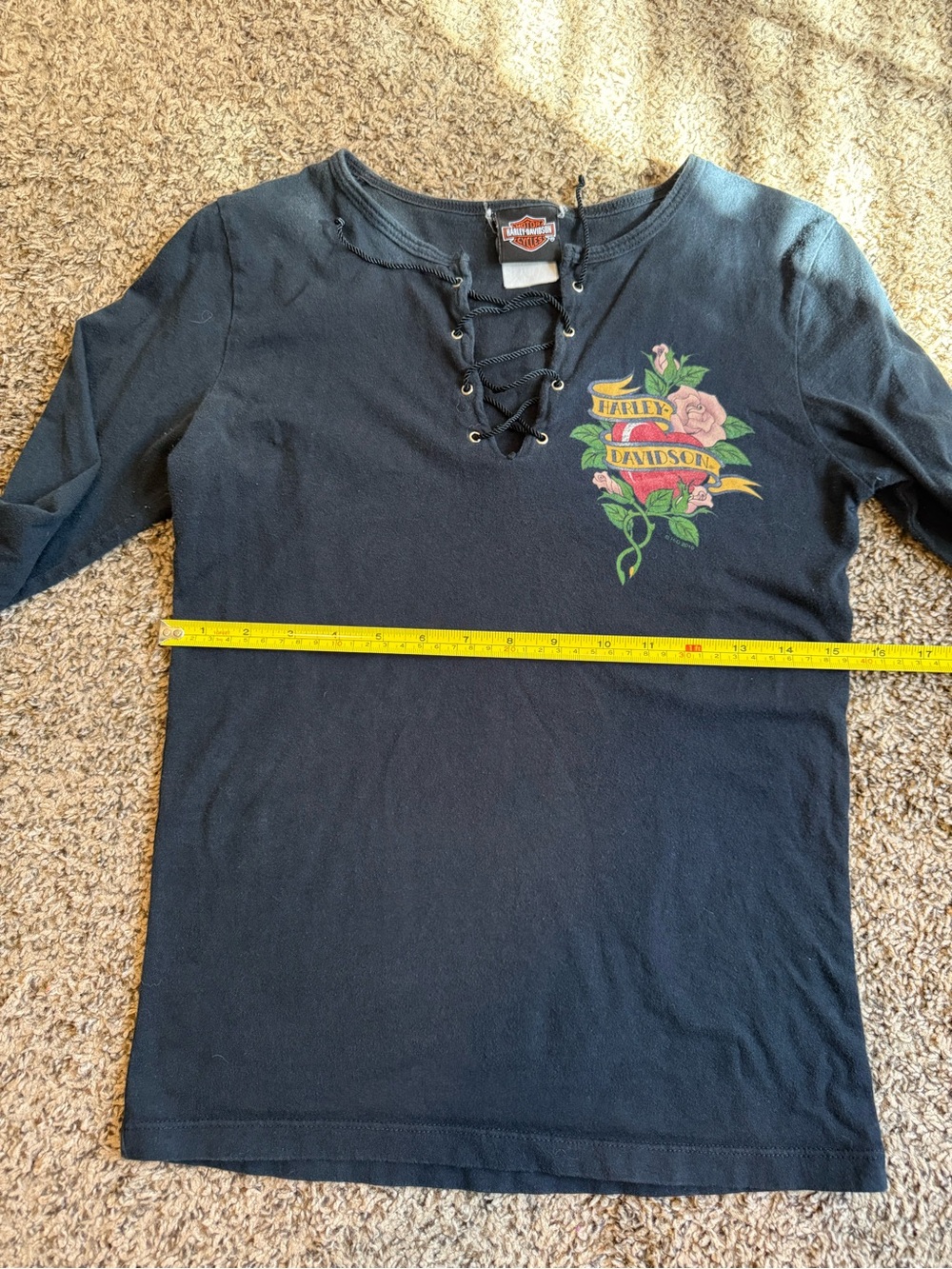 Harley-Davidson Black Lace-Up Long Sleeve Top - Picture 3 of 5